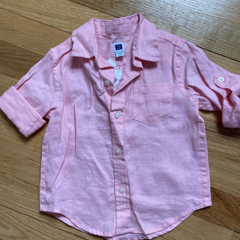 NWT: Janie and Jack Linen Button down long sleeve shirt